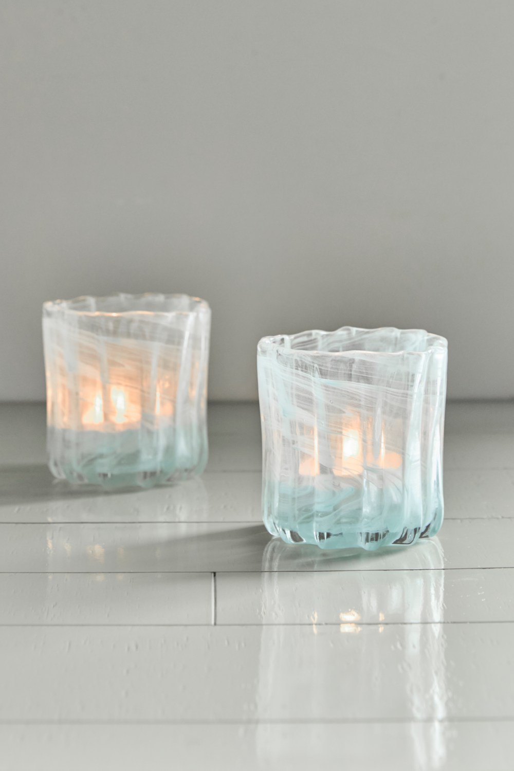 Curl fyrfadsstager, blå - 2 stk